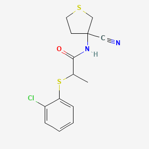 molecular formula C14H15ClN2OS2 B2545491 2-[(2-chlorophenyl)sulfanyl]-N-(3-cyanothiolan-3-yl)propanamide CAS No. 1258712-96-7