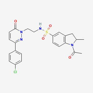 molecular formula C23H23ClN4O4S B2545497 1-乙酰基-N-(2-(3-(4-氯苯基)-6-氧代吡哒嗪-1(6H)-基)乙基)-2-甲基吲哚-5-磺酰胺 CAS No. 921833-08-1
