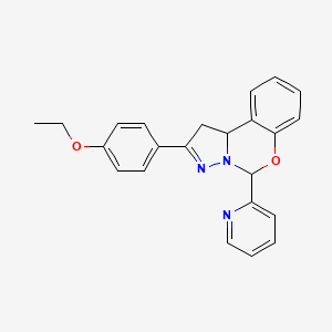 molecular formula C23H21N3O2 B2545509 2-(4-ethoxyphenyl)-5-(pyridin-2-yl)-5,10b-dihydro-1H-benzo[e]pyrazolo[1,5-c][1,3]oxazine CAS No. 899973-26-3