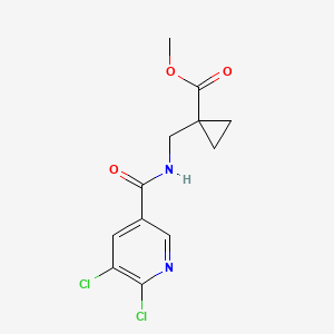 molecular formula C12H12Cl2N2O3 B2545514 Methyl 1-{[(5,6-dichloropyridin-3-yl)formamido]methyl}cyclopropane-1-carboxylate CAS No. 2094544-54-2