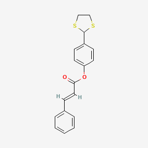 molecular formula C18H16O2S2 B2545515 4-(1,3-二硫杂环戊烷-2-基)苯基(2E)-3-苯基-2-丙烯酸酯 CAS No. 331461-09-7