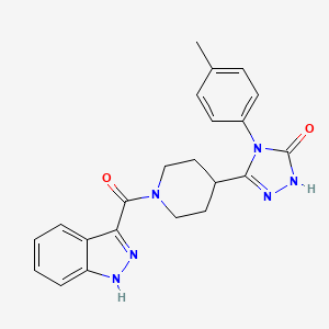 molecular formula C22H22N6O2 B2545535 5-[1-(1H-吲唑-3-基羰基)哌啶-4-基]-4-(4-甲苯基)-2,4-二氢-3H-1,2,4-三唑-3-酮 CAS No. 1775519-25-9