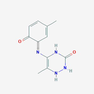 molecular formula C11H12N4O2 B254554 6-methyl-5-[(E)-(3-methyl-6-oxocyclohexa-2,4-dien-1-ylidene)amino]-2,4-dihydro-1H-1,2,4-triazin-3-one 