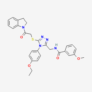 molecular formula C29H29N5O4S B2545543 N-((4-(4-ethoxyphenyl)-5-((2-(indolin-1-yl)-2-oxoethyl)thio)-4H-1,2,4-triazol-3-yl)methyl)-3-methoxybenzamide CAS No. 309968-96-5