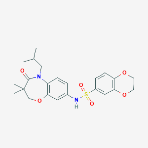 molecular formula C23H28N2O6S B2545545 N-(5-异丁基-3,3-二甲基-4-氧代-2,3,4,5-四氢苯并[b][1,4]恶杂环庚-8-基)-2,3-二氢苯并[b][1,4]二噁英-6-磺酰胺 CAS No. 921993-09-1