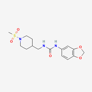 molecular formula C15H21N3O5S B2545555 1-(Benzo[d][1,3]dioxol-5-yl)-3-((1-(methylsulfonyl)piperidin-4-yl)methyl)urea CAS No. 1235029-87-4