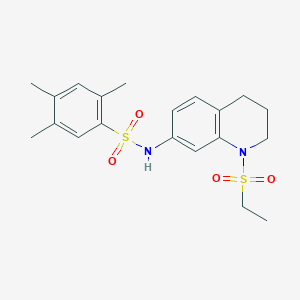 molecular formula C20H26N2O4S2 B2545559 N-[1-(エタンスルホニル)-1,2,3,4-テトラヒドロキノリン-7-イル]-2,4,5-トリメチルベンゼン-1-スルホンアミド CAS No. 951573-23-2