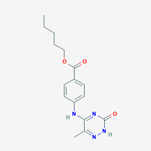 molecular formula C16H20N4O3 B254556 Pentyl 4-[(6-methyl-3-oxo-2,3-dihydro-1,2,4-triazin-5-yl)amino]benzoate 