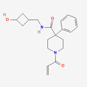 molecular formula C20H26N2O3 B2545560 N-[(3-Hydroxycyclobutyl)methyl]-4-phenyl-1-prop-2-enoylpiperidine-4-carboxamide CAS No. 2197665-11-3