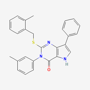 molecular formula C27H23N3OS B2545564 2-((2-methylbenzyl)thio)-7-phenyl-3-(m-tolyl)-3H-pyrrolo[3,2-d]pyrimidin-4(5H)-one CAS No. 2034472-80-3