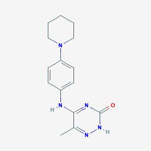 molecular formula C15H19N5O B254557 6-methyl-5-[4-(1-piperidinyl)anilino]-1,2,4-triazin-3(2H)-one 