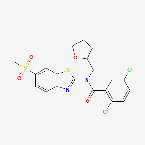 molecular formula C20H18Cl2N2O4S2 B2545577 2,5-dichloro-N-(6-(methylsulfonyl)benzo[d]thiazol-2-yl)-N-((tetrahydrofuran-2-yl)methyl)benzamide CAS No. 922452-77-5