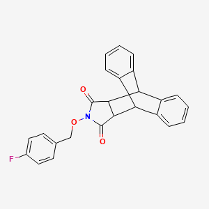 molecular formula C25H18FNO3 B2545582 17-[(4-Fluorofenil)metoxi]-17-azapentaciclo[6.6.5.0^{2,7}.0^{9,14}.0^{15,19}]nonadeca-2(7),3,5,9(14),10,12-hexaen-16,18-diona CAS No. 478029-52-6