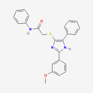 molecular formula C24H21N3O2S B2545589 2-((2-(3-methoxyphenyl)-5-phenyl-1H-imidazol-4-yl)thio)-N-phenylacetamide CAS No. 865657-36-9