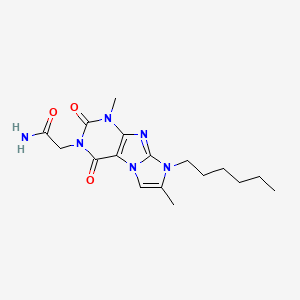 2-(8-Hexyl-1,7-dimethyl-2,4-dioxo-1,3,5-trihydro-4-imidazolino[1,2-h]purin-3-y l)acetamide