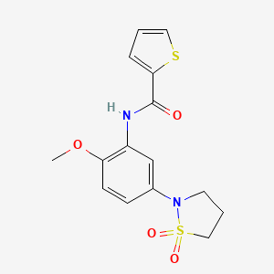 molecular formula C15H16N2O4S2 B2545601 N-(5-(1,1-dioxidoisothiazolidin-2-yl)-2-methoxyphenyl)thiophene-2-carboxamide CAS No. 941886-69-7