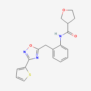 N-(2-((3-(thiophen-2-yl)-1,2,4-oxadiazol-5-yl)methyl)phenyl)tetrahydrofuran-3-carboxamide
