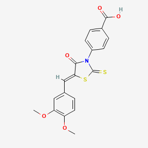 4-[(5Z)-5-[(3,4-dimethoxyphenyl)methylidene]-4-oxo-2-sulfanylidene-1,3-thiazolidin-3-yl]benzoic acid