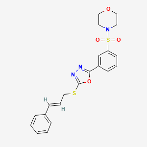 (E)-4-((3-(5-(cinnamylthio)-1,3,4-oxadiazol-2-yl)phenyl)sulfonyl)morpholine