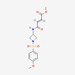 molecular formula C15H18N2O6S B2545624 Methyl (E)-4-[[1-(4-methoxyphenyl)sulfonylazetidin-3-yl]amino]-4-oxobut-2-enoate CAS No. 2411337-89-6