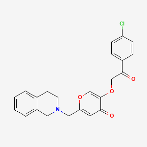 molecular formula C23H20ClNO4 B2545626 5-[2-(4-chlorophenyl)-2-oxoethoxy]-2-(3,4-dihydro-1H-isoquinolin-2-ylmethyl)pyran-4-one CAS No. 898421-39-1