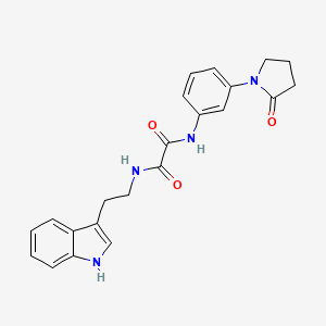 molecular formula C22H22N4O3 B2545629 N1-(2-(1H-吲哚-3-基)乙基)-N2-(3-(2-氧代吡咯烷-1-基)苯基)草酰胺 CAS No. 941934-79-8