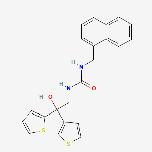 molecular formula C22H20N2O2S2 B2545636 1-(2-Hydroxy-2-(thiophen-2-yl)-2-(thiophen-3-yl)ethyl)-3-(naphthalen-1-ylmethyl)urea CAS No. 2034329-66-1
