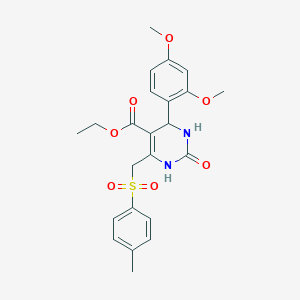 molecular formula C23H26N2O7S B2545646 4-(2,4-二甲氧基苯基)-6-[(4-甲苯磺酰基)甲基]-2-氧代-1,2,3,4-四氢嘧啶-5-羧酸乙酯 CAS No. 866344-79-8