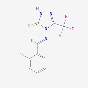 molecular formula C11H9F3N4S B254565 4-[(2-methylbenzylidene)amino]-5-(trifluoromethyl)-4H-1,2,4-triazol-3-yl hydrosulfide 