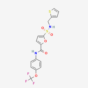 molecular formula C17H13F3N2O5S2 B2545658 5-(N-(thiophen-2-ylmethyl)sulfamoyl)-N-(4-(trifluoromethoxy)phenyl)furan-2-carboxamide CAS No. 1172697-41-4