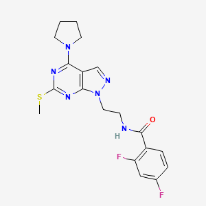 molecular formula C19H20F2N6OS B2545684 2,4-difluoro-N-(2-(6-(methylthio)-4-(pyrrolidin-1-yl)-1H-pyrazolo[3,4-d]pyrimidin-1-yl)ethyl)benzamide CAS No. 941948-58-9