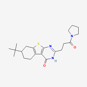 molecular formula C21H29N3O2S B2545685 7-tert-butyl-2-(3-oxo-3-pyrrolidin-1-ylpropyl)-5,6,7,8-tetrahydro[1]benzothieno[2,3-d]pyrimidin-4(3H)-one CAS No. 950314-68-8