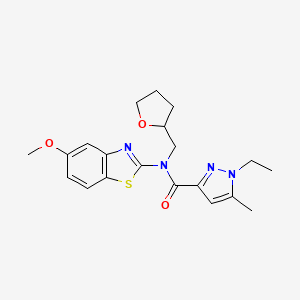 molecular formula C20H24N4O3S B2545689 1-乙基-N-(5-甲氧基苯并[d]噻唑-2-基)-5-甲基-N-((四氢呋喃-2-基)甲基)-1H-吡唑-3-甲酰胺 CAS No. 1171713-42-0