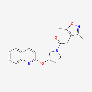 molecular formula C20H21N3O3 B2545690 2-(3,5-二甲基异恶唑-4-基)-1-(3-(喹啉-2-氧基)吡咯烷-1-基)乙酮 CAS No. 2034319-69-0