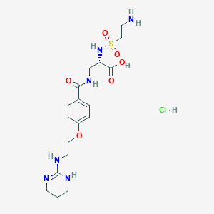 molecular formula C18H29ClN6O6S B2545692 n-[2(2-Aminoethyl)sulfonyl]-3-[[4-[2-[(1,4,5,6-tetrahydro-2-pyrimidinyl)amino]ethoxy]benzoyl]amino]-l-alanine, hcl (1:1) CAS No. 874896-55-6