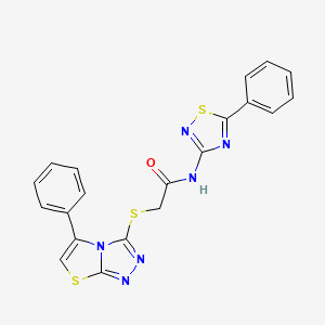 molecular formula C20H14N6OS3 B2545699 N-(5-phenyl-1,2,4-thiadiazol-3-yl)-2-[(5-phenyl[1,3]thiazolo[2,3-c][1,2,4]triazol-3-yl)thio]acetamide CAS No. 671199-60-3