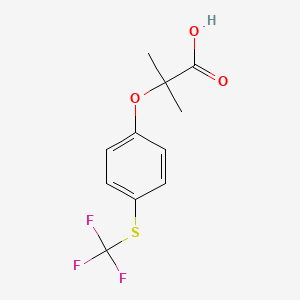 molecular formula C11H11F3O3S B2545714 2-Methyl-2-{4-[(trifluoromethyl)thio]phenoxy}propanoic acid CAS No. 26002-55-1