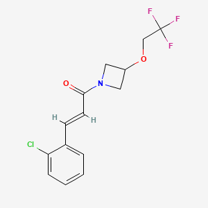 molecular formula C14H13ClF3NO2 B2545717 (E)-3-(2-chlorophenyl)-1-(3-(2,2,2-trifluoroethoxy)azetidin-1-yl)prop-2-en-1-one CAS No. 2035018-68-7