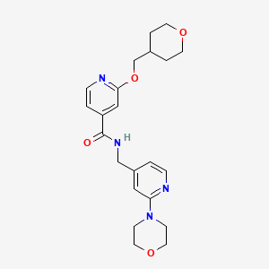 molecular formula C22H28N4O4 B2545718 N-((2-morpholinopyridin-4-yl)methyl)-2-((tetrahydro-2H-pyran-4-yl)methoxy)isonicotinamide CAS No. 2034617-63-3