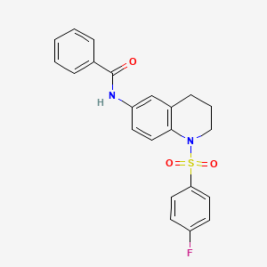 molecular formula C22H19FN2O3S B2545720 N-[1-(4-fluorophenyl)sulfonyl-3,4-dihydro-2H-quinolin-6-yl]benzamide CAS No. 942006-66-8