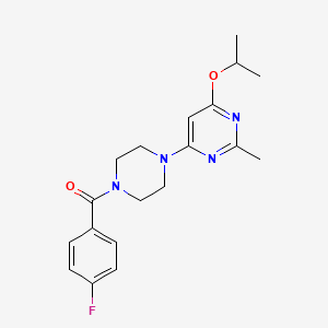 molecular formula C19H23FN4O2 B2545727 (4-Fluorophenyl)(4-(6-isopropoxy-2-methylpyrimidin-4-yl)piperazin-1-yl)methanone CAS No. 946248-68-6
