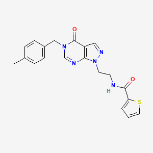 molecular formula C20H19N5O2S B2545733 N-(2-(5-(4-methylbenzyl)-4-oxo-4,5-dihydro-1H-pyrazolo[3,4-d]pyrimidin-1-yl)ethyl)thiophene-2-carboxamide CAS No. 922846-39-7