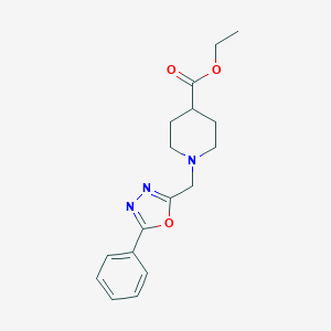 molecular formula C17H21N3O3 B254574 Ethyl 1-[(5-phenyl-1,3,4-oxadiazol-2-yl)methyl]piperidine-4-carboxylate 