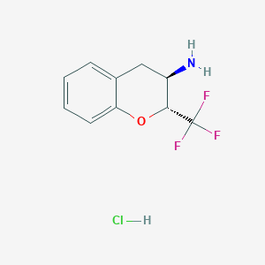 molecular formula C10H11ClF3NO B2545749 (2R,3R)-2-(trifluoromethyl)-3,4-dihydro-2H-1-benzopyran-3-amine hydrochloride CAS No. 2094851-02-0