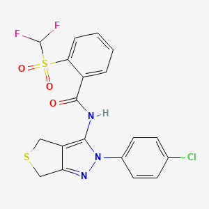 molecular formula C19H14ClF2N3O3S2 B2545753 N-(2-(4-chlorophenyl)-4,6-dihydro-2H-thieno[3,4-c]pyrazol-3-yl)-2-((difluoromethyl)sulfonyl)benzamide CAS No. 893935-01-8