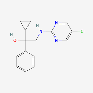 molecular formula C15H16ClN3O B2545755 2-[(5-Chloropyrimidin-2-yl)amino]-1-cyclopropyl-1-phenylethanol CAS No. 2379986-14-6