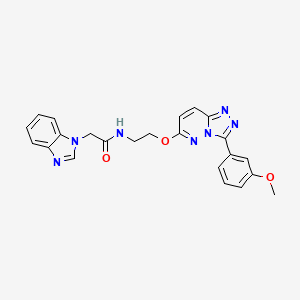 molecular formula C23H21N7O3 B2545756 2-(1H-benzo[d]imidazol-1-yl)-N-(2-((3-(3-methoxyphenyl)-[1,2,4]triazolo[4,3-b]pyridazin-6-yl)oxy)ethyl)acetamide CAS No. 1210523-39-9
