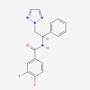 molecular formula C17H14F2N4O B2545757 3,4-二氟代-N-(1-苯基-2-(2H-1,2,3-三唑-2-基)乙基)苯甲酰胺 CAS No. 2034558-89-7