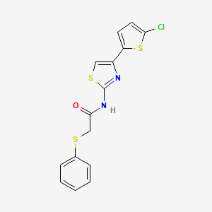 molecular formula C15H11ClN2OS3 B2545764 N-(4-(5-chlorothiophen-2-yl)thiazol-2-yl)-2-(phenylthio)acetamide CAS No. 895482-80-1