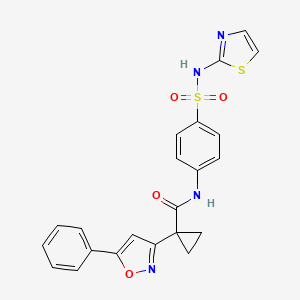molecular formula C22H18N4O4S2 B2545768 1-(5-phenylisoxazol-3-yl)-N-(4-(N-(thiazol-2-yl)sulfamoyl)phenyl)cyclopropanecarboxamide CAS No. 1251578-99-0